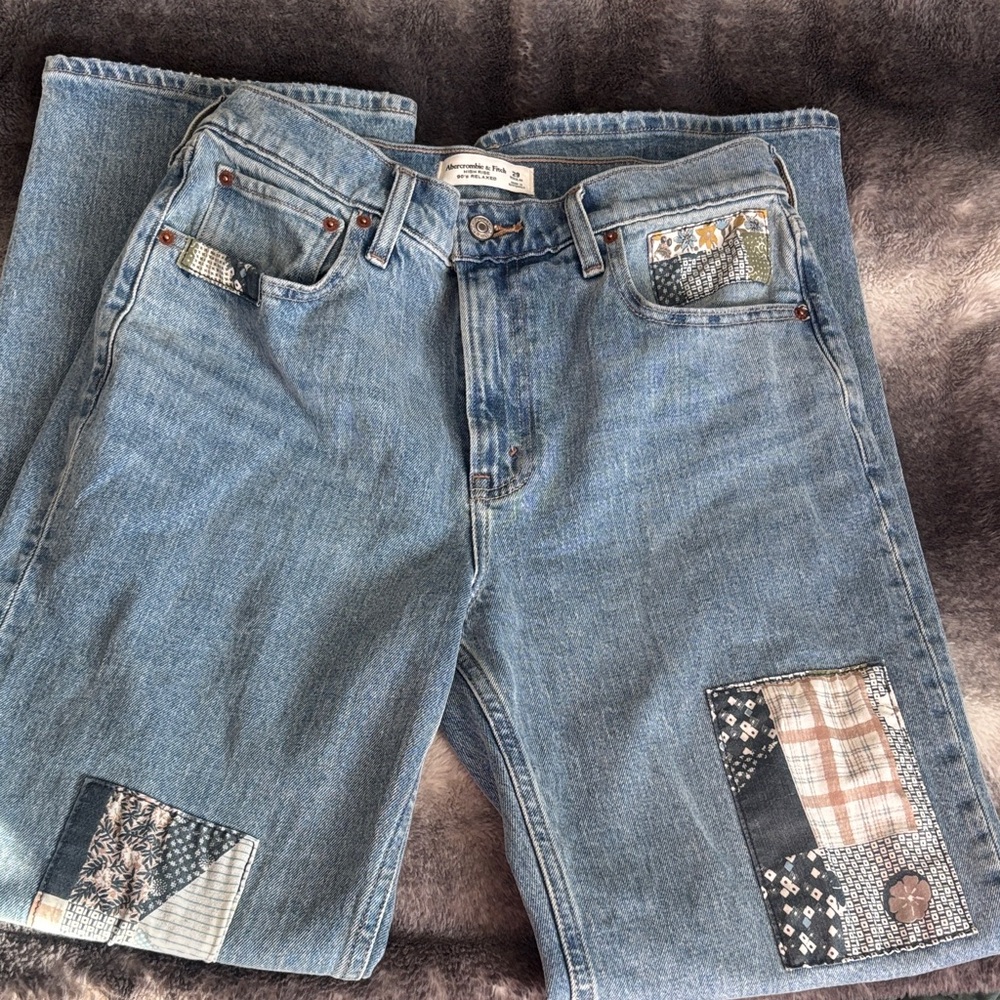 Abercrombie & Fitch Blue Patchwork Jeans